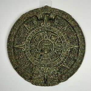 Vintage mid-century Mayan calendar decorative wall plaque